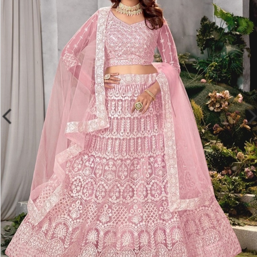 Pink Lehenga Choli Embroidered